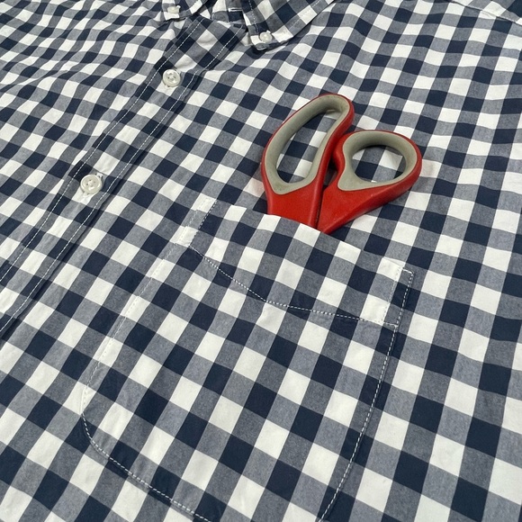 J. Crew Blue and White Plaid Button Down Shirt Large - Picture 5 of 8